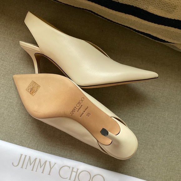 Jimmy Choo Saise 85 heels pump latte nappa leather 35.5/5.5 NWT - Picture 12 of 16